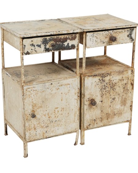 Distressed Metal Bed Side Cabinet Pair Priced Individually 
